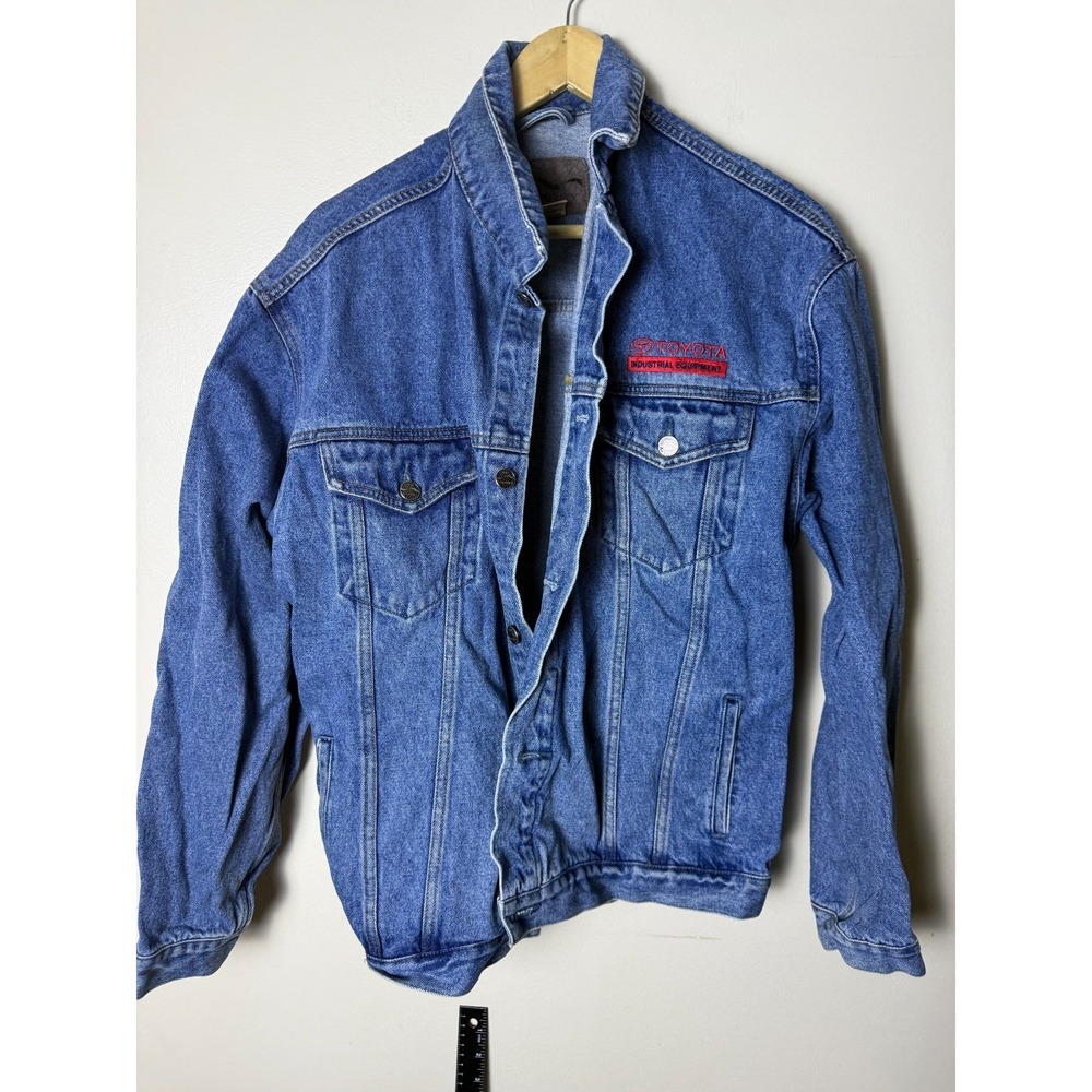 Vintage Trucker Denim Jacket Mens L Blue Embroidered Workwear Toyota